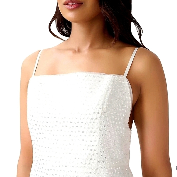 NWT! AIDAN MATTOX white sequin square neck sheath Dress white size 6 Brand new! - Picture 3 of 12